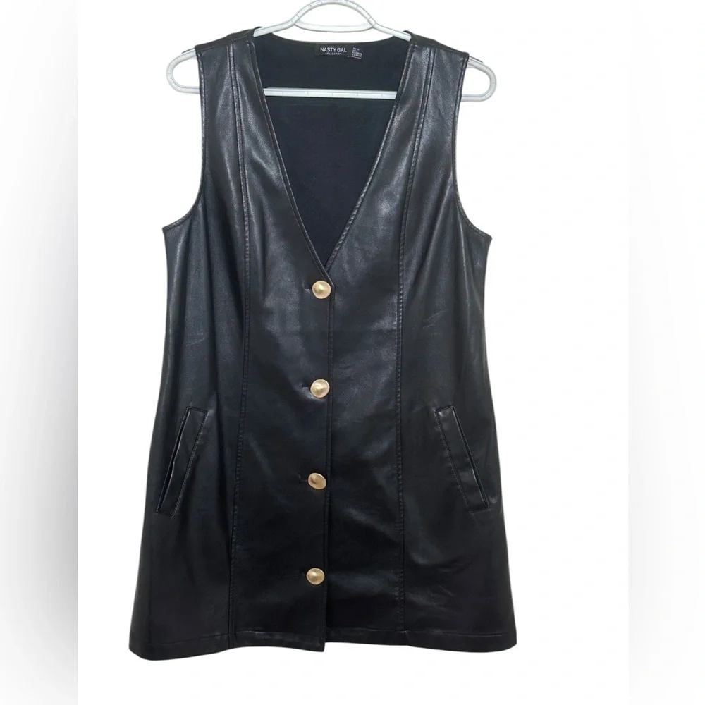 Nasty Gal Faux‎ Leather Vest Dress Black Size 6
